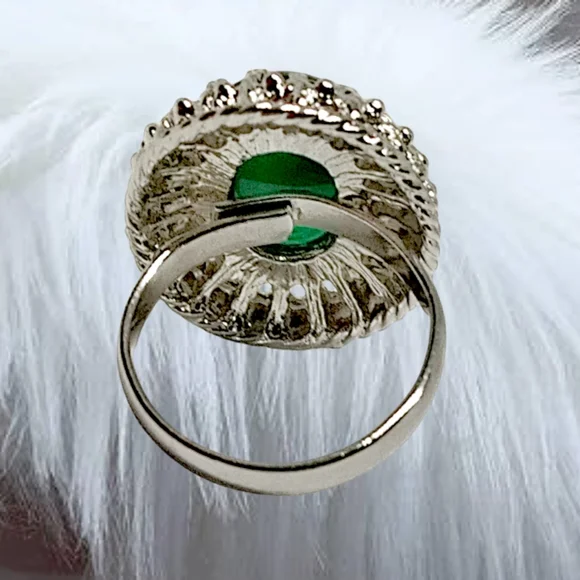 Silver Tone Adjustable Ring with Natural Gemstone - Picture 4 of 4